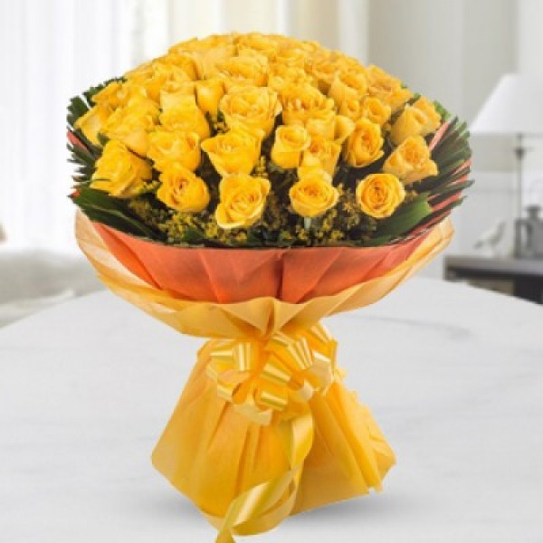 Yellow roses bunches